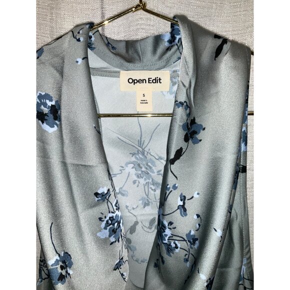 Open Edit Cowl neck satin tank sleveless size Small Green-Blue - Picture 3 of 4